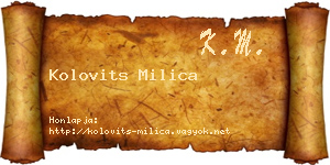 Kolovits Milica névjegykártya